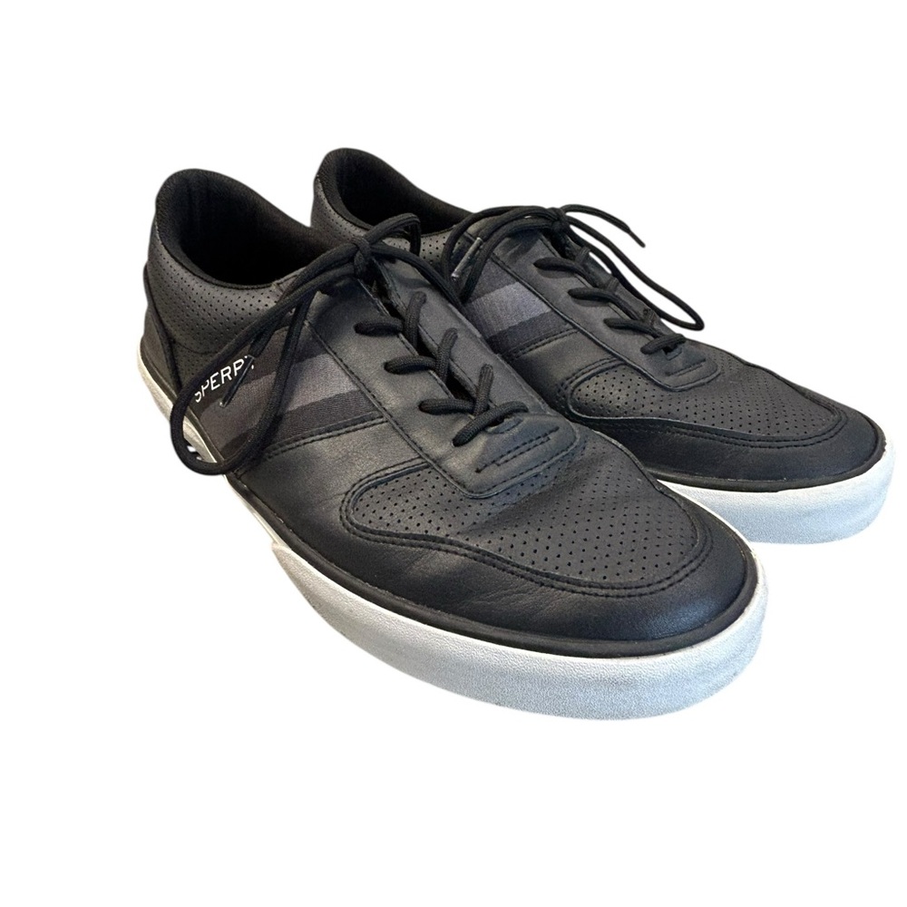 Sperry Men's Halyard Retro Sneaker Top Sider 12 Black and White